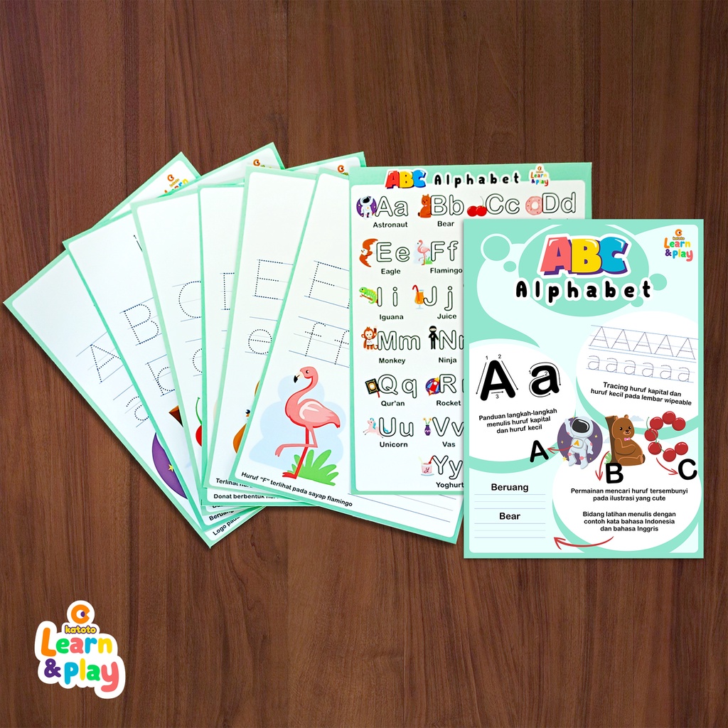Jual ALPHABET WIPEABLE ACTIVITY WORKSHEET, MENGENAL HURUF ABC, SPIDOL ...