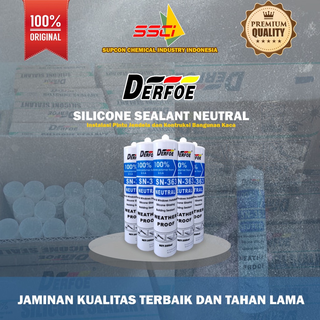 Jual Lem kayu/Lem Kaca/Lem Jendela DERFOE SN365 (300ml) Neutral Sealant ...