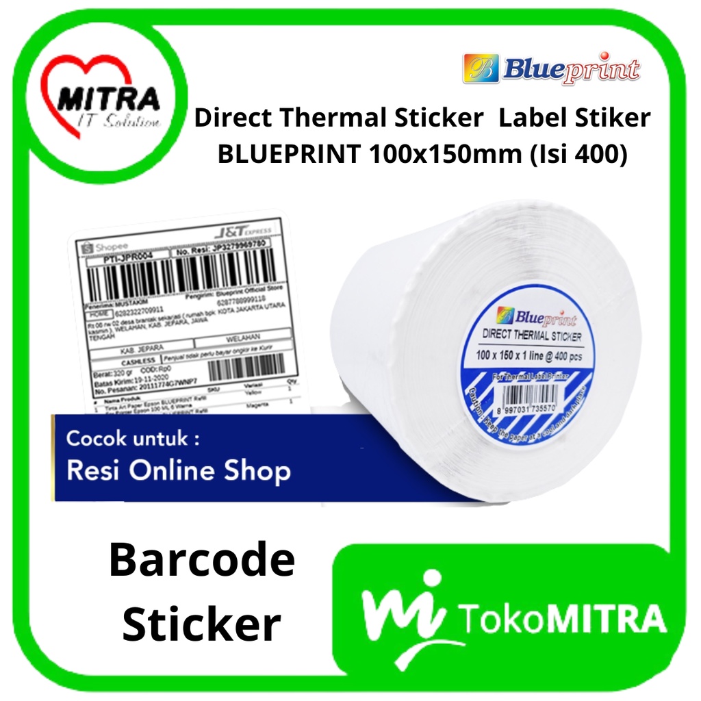 Jual Direct Thermal Sticker Label Stiker Blueprint X Mm Isi