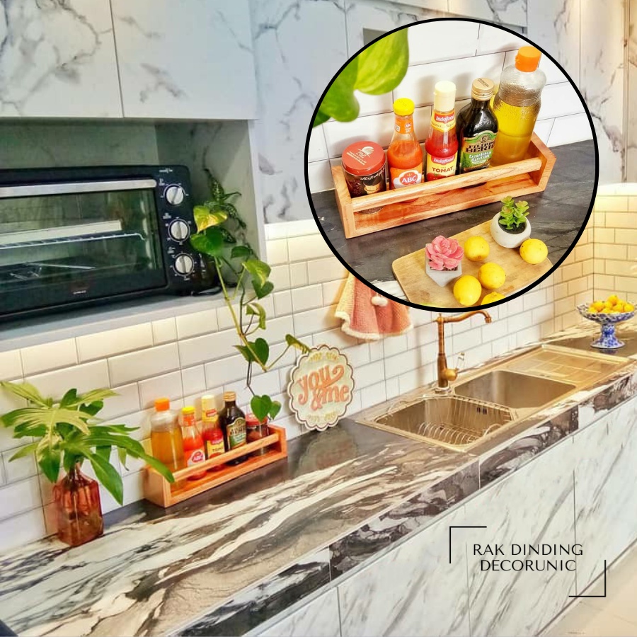 Jual Rak Dinding Bumbu Dapur Serbaguna Minimalis Ambalan Dinding Kayu ...