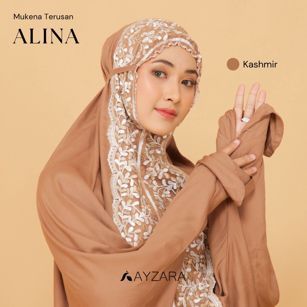 Jual Ayzara Mukena Dewasa Terusan Katun Rayon Polos Renda Lajuran