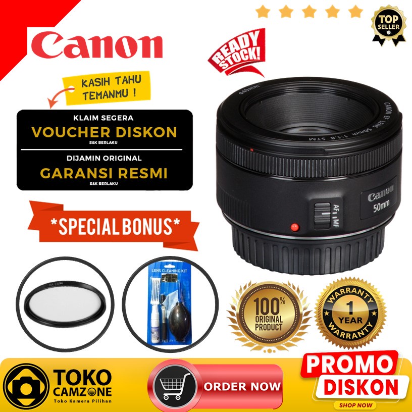 Jual LENSA CANON EF 50MM F1.8 STM FIX LENS AUTO FOCUS - LENSA KAMERA ...