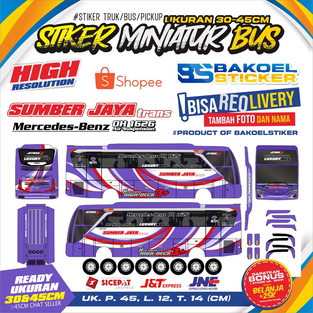 Jual Stiker Miniatur Bus Jb Uk Cm Shopee Indonesia