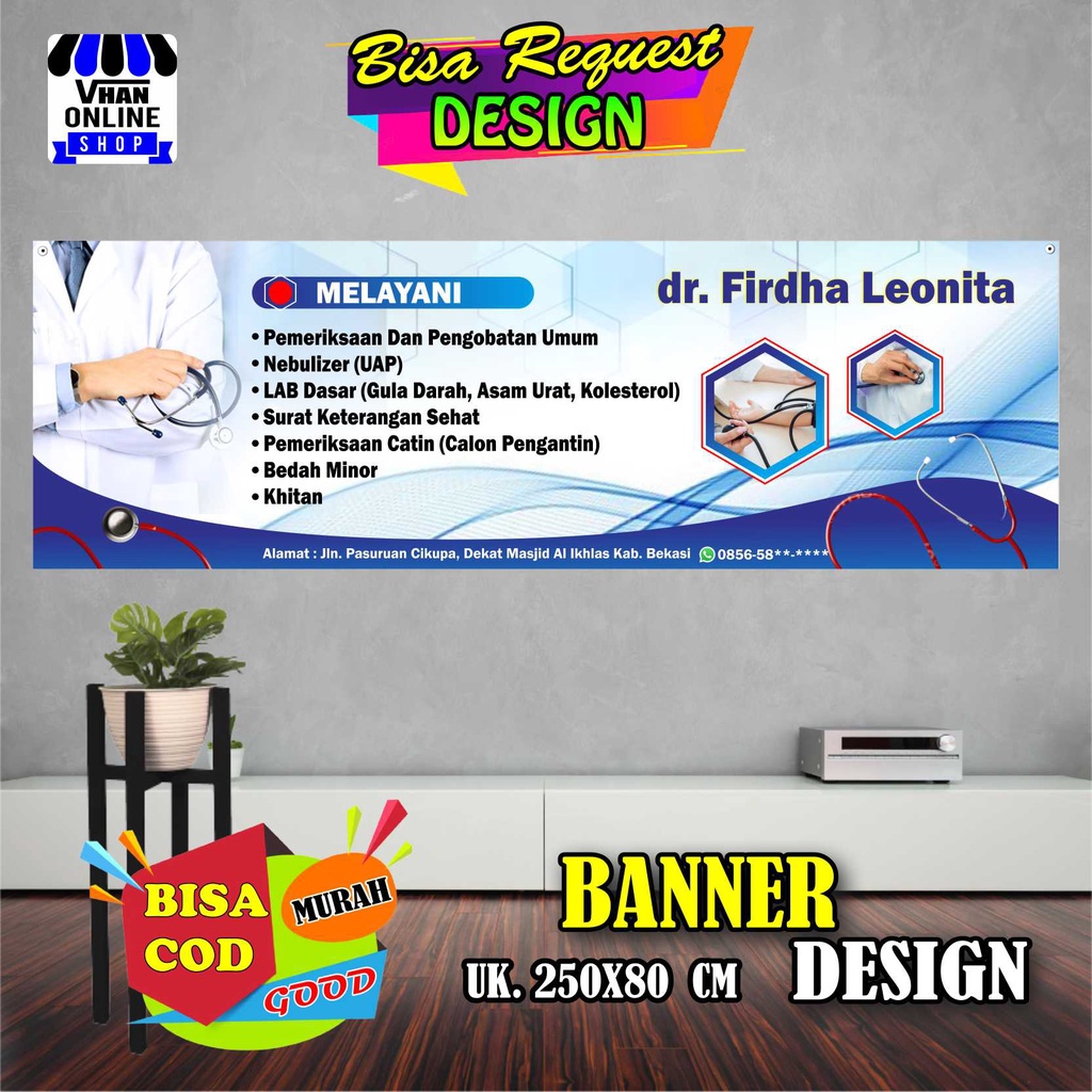 Jual Spanduk Banner Backdrop Praktek Dokter Praktek Bidan Pelayanan Kesehatan Bagus Murah 3853