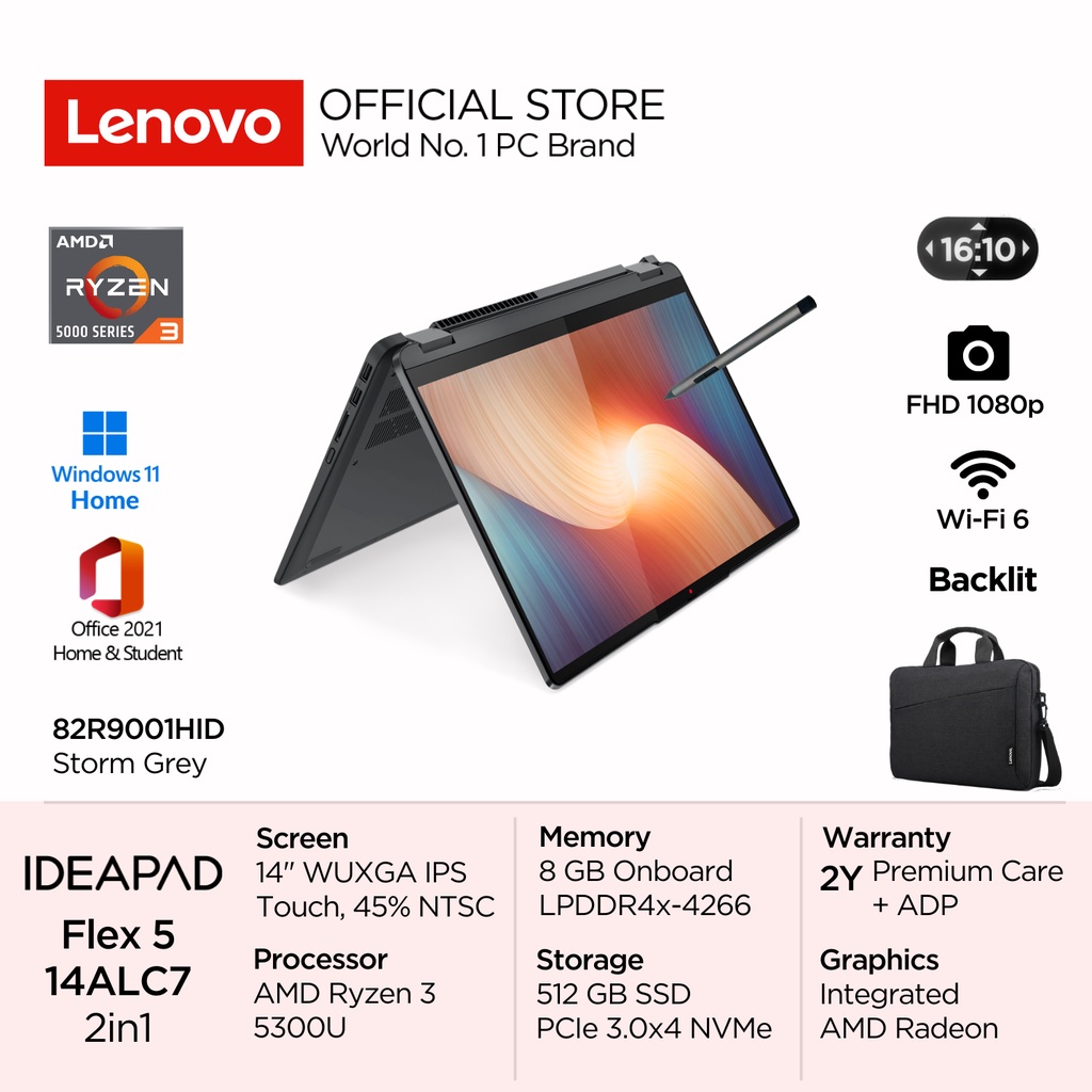 Jual Lenovo IdeaPad Flex 5 14ALC7 AMD Ryzen 3 5300U Win11 8GB