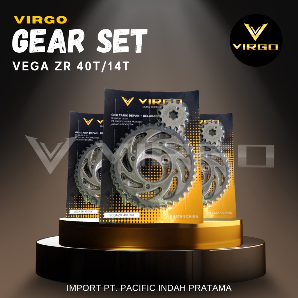 Jual Gear Set Vega ZR 40T/15T Gigi Tarik Depan+Belakang Virgo | Shopee ...