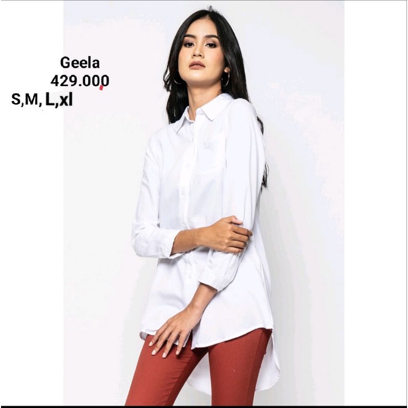 Geela Official - Slavia Grey Shirt (G.11618) - Kemeja Wanita main image 0