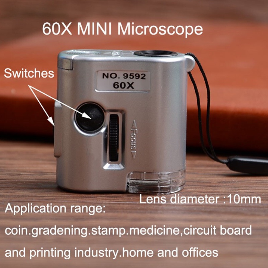 Jual Mikroskop Mini LED UV 60X / Microscope Portable / Kaca Pembesar ...