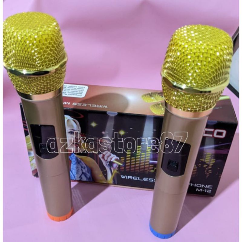 Jual microphone fleco m12 mic wireless mic karaole doubel dyamic