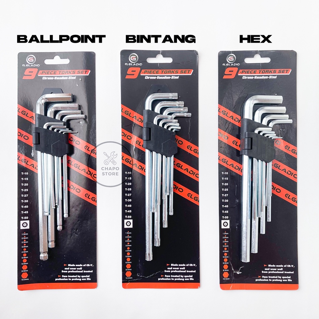 Jual Elgladio Kunci L Set Panjang Pcs Kunci L Set Panjang Hex Torx Ballpoint Hex Key Wrench Set