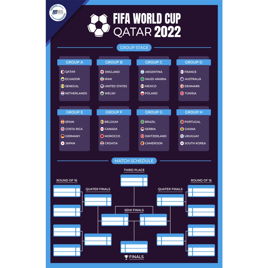 Jual POSTER Jadwal Piala Dunia 2022 Qatar / Fifa World Cup Champion ...