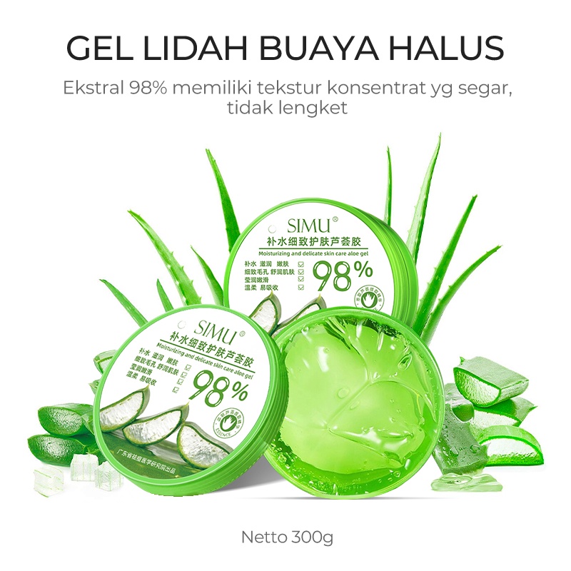 Jual SIMU Aloevera 98% Soothing Gel 300ml Aloe Vera Menenangkan Kulit  Setelah Sun Repair Nilai Super | Shopee Indonesia