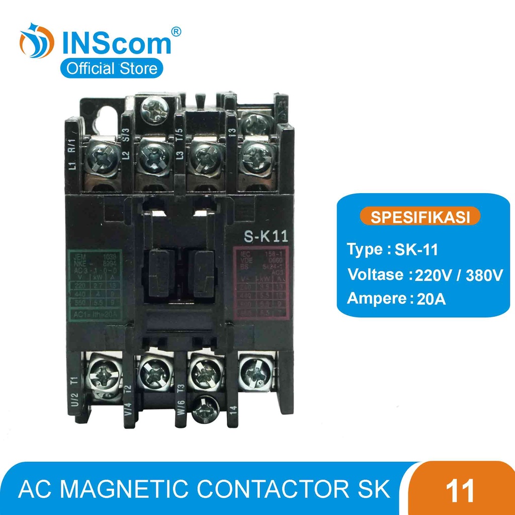 Jual MAGNETIC CONTACTOR SK-11 220V 380V INSCOM / AC KONTAKTOR SK 11 ...