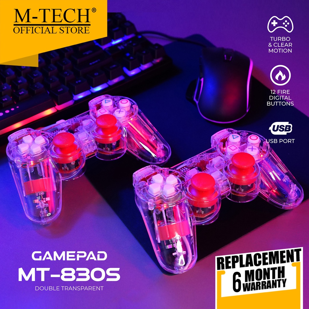 Jual M Tech Original Gamepad Stick Pc Laptop Ps Double Getar Transparant Shopee Indonesia