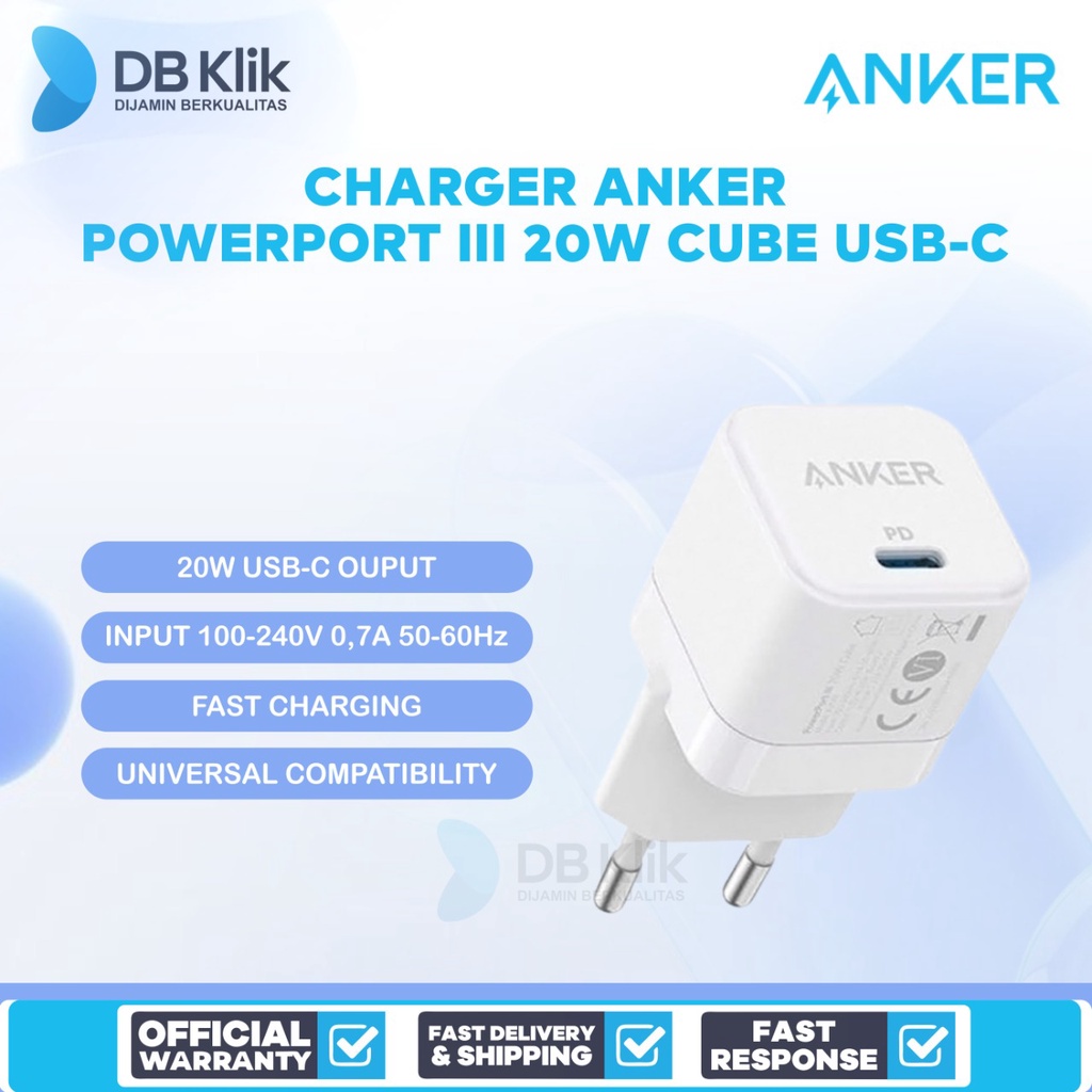 Jual Charger Anker PowerPort III 20W Cube USB-C A2149 - Anker A2149 ...