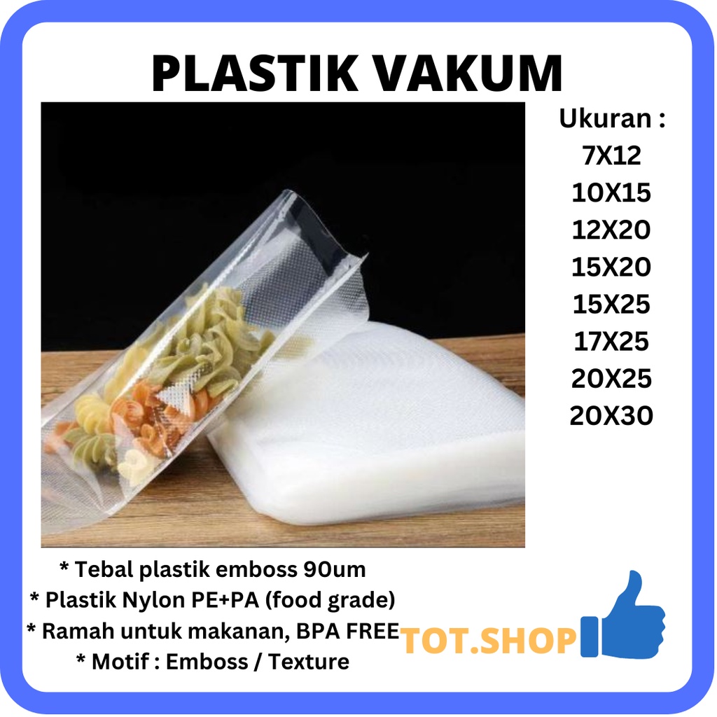 Jual [100 Lembar] 10x15 Plastik Vakum Makanan Embos Plastik Vacum