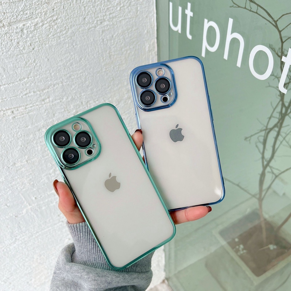 Jual Case Iphone 11 11 pro max 12 pro max 12 mini XR SQUARE GLASS LENS Chrome Clear softcase