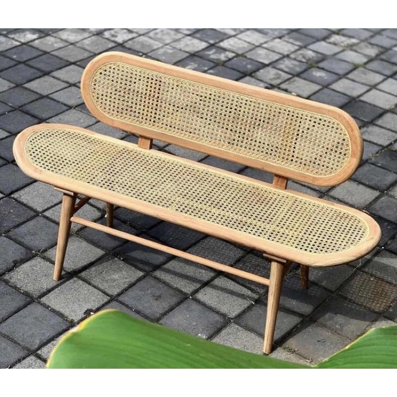 Jual BENCH KLASIK KAYU JATI MIX ROTAN | BANGKU JATI MODERN MIX ROTAN ...