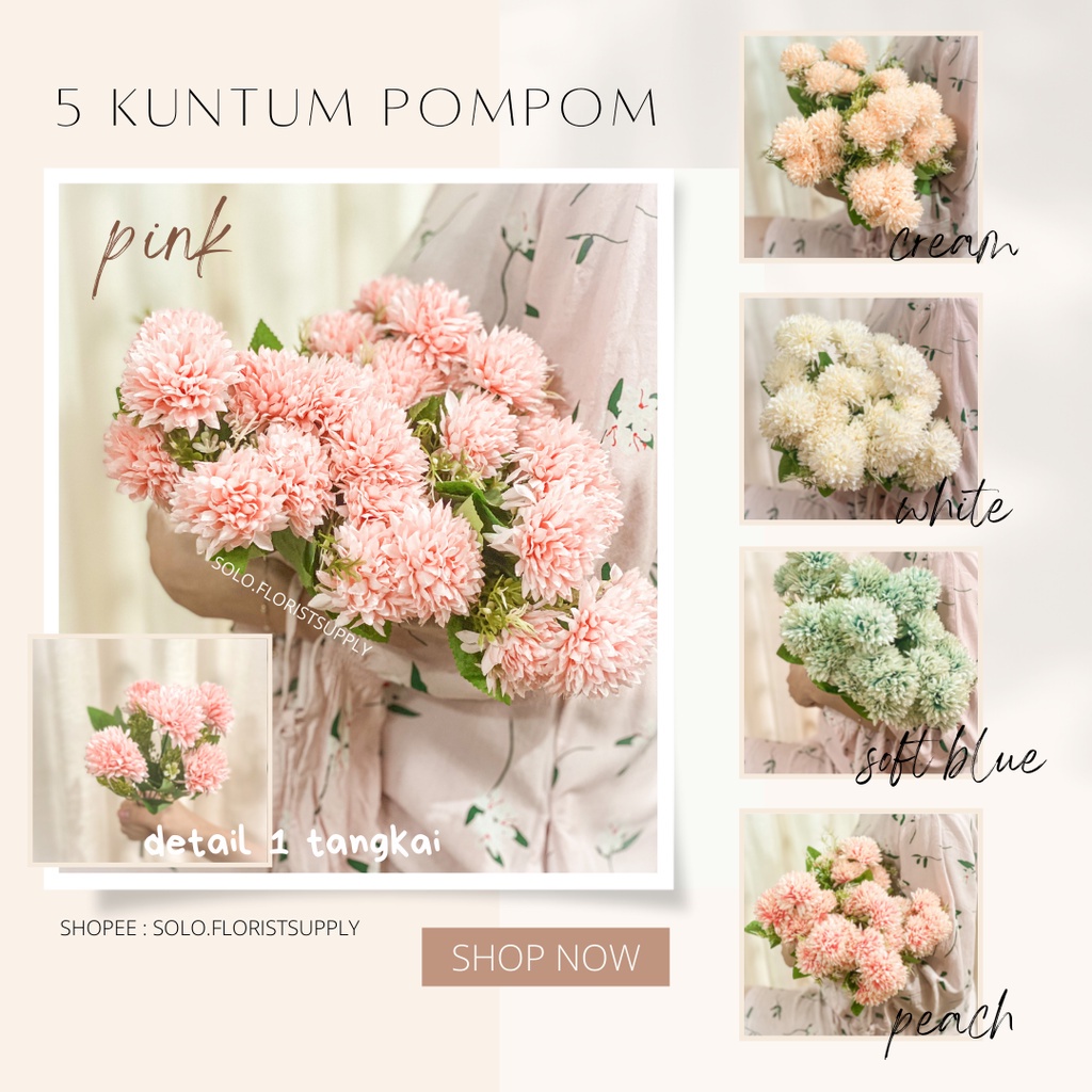 Jual [TT] 5 kuntum PomPom DANDELION artificial flower Mum Artifisial ...