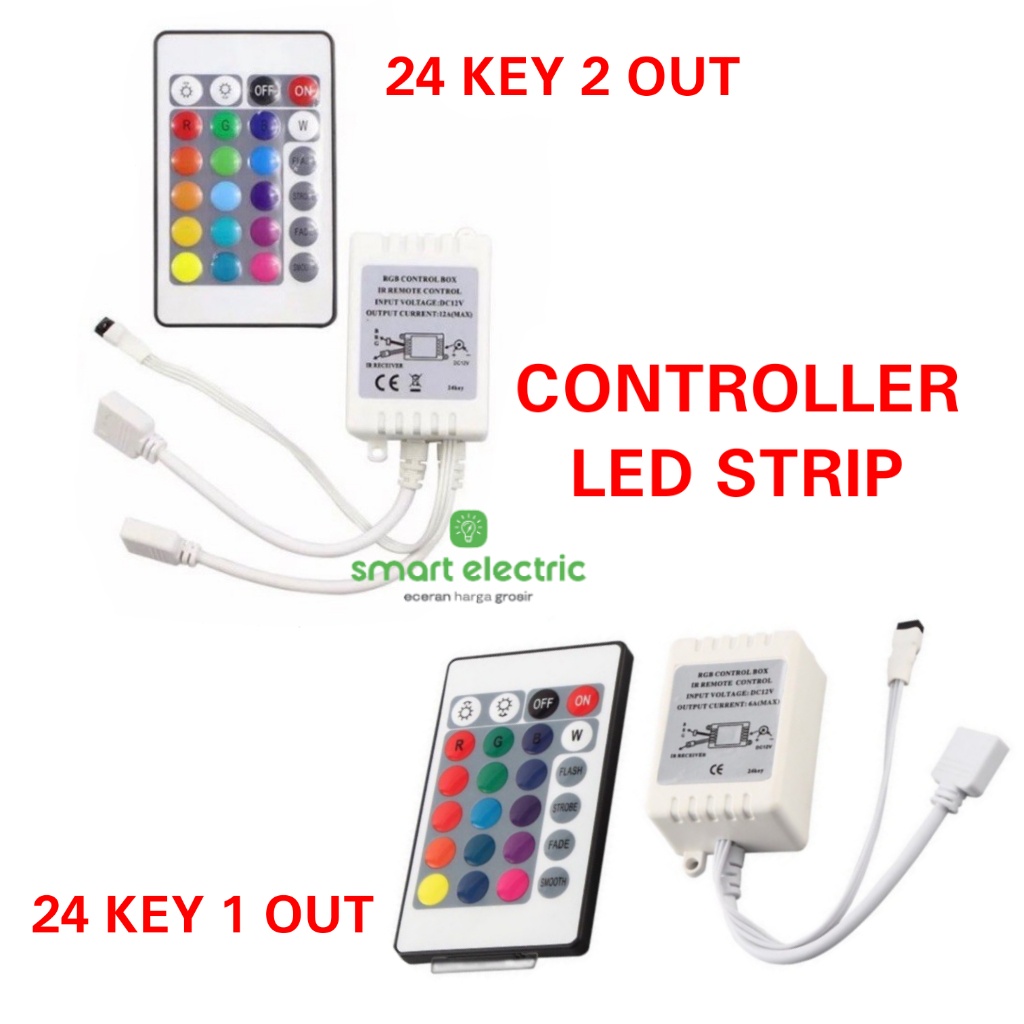 Jual Controller Remote 24 Tombol LED Strip RGB 4 Pin SMD 2835 3528 5050 ...