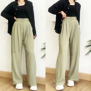 Celana Kulot Crinkle Highwaist Wanita Loose