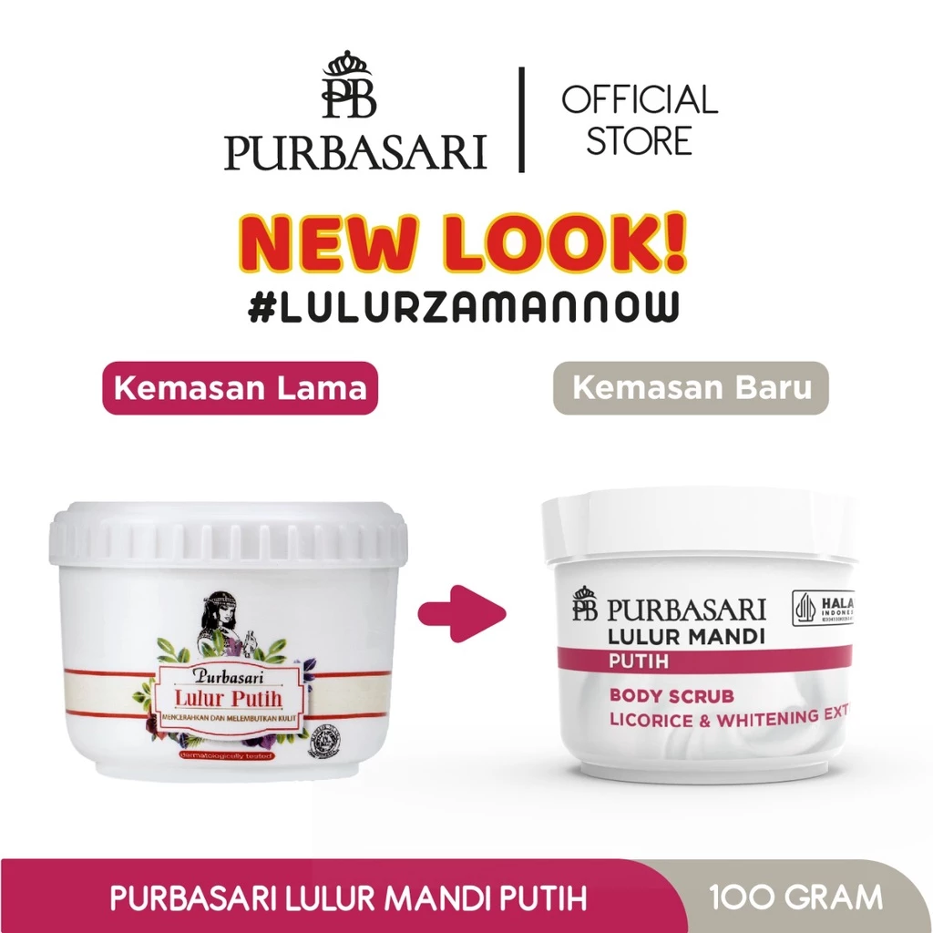 Purbasari Body Scrub Lulur Mandi Putih 100 gram untuk Mencerahkan dan Melembabkan Kulit