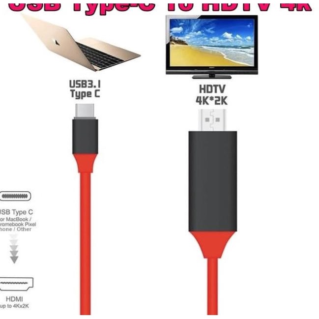 Jual USB Type-C ( usb 3.1 ) To HDMI Adapter / HDTV 4K Panjang 2 Meter ...