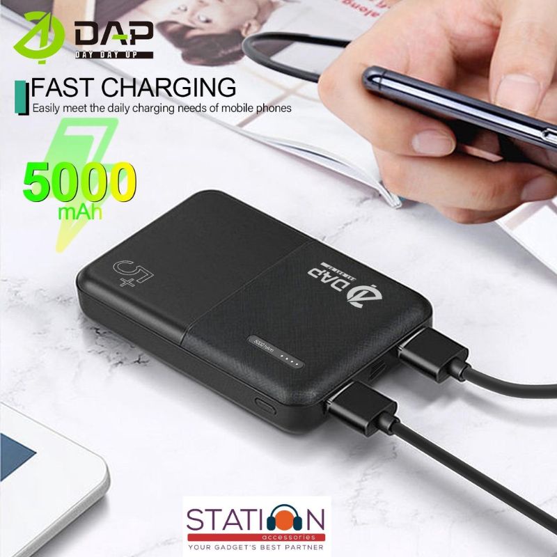 Jual PowerBank DAP 5.000 mah DP050 2.4A Dual Input Port Type C & Micro