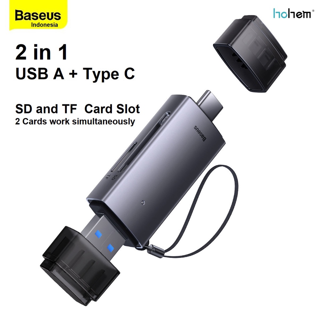 Jual Baseus Lite Card Reader 2 in 1 USB A 3.0 Type C to TF SD Card MMC