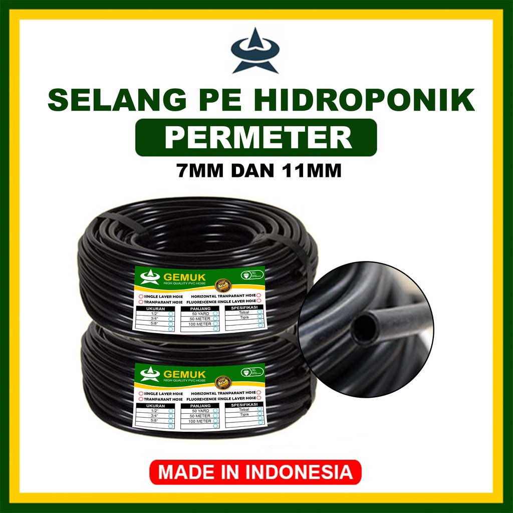 GEMUK Selang PE 7mm dan 11mm PVC Permeter Selang Air Irigasi Selang Hidroponik Fertigasi Sprayer Misting HDPE Selang Perairan Taman Kebun