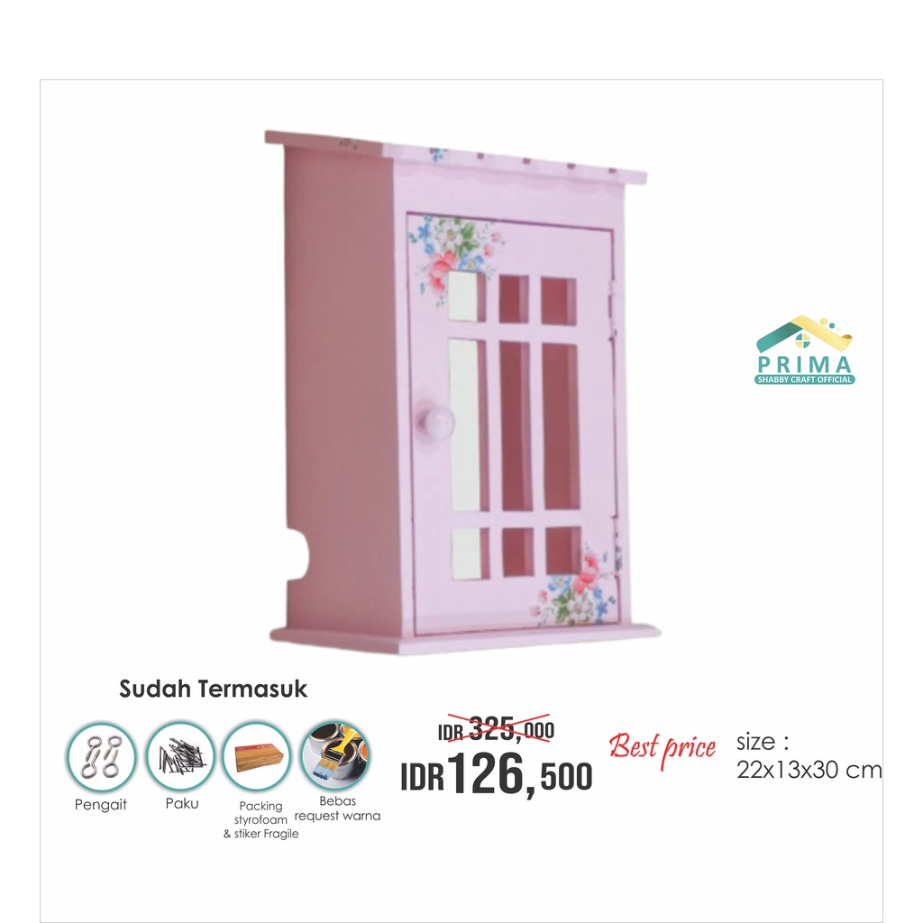 Jual Prima Shabby Craft Hiasan Dinding Box Kotak Meteran Listrik Kayu Decoupage Bunga 22x13x30cm 3974