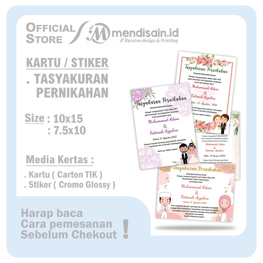 Jual Kartu Tasyakuran Pernikahan - Kartu Menjelang Pernikahan - Kartu