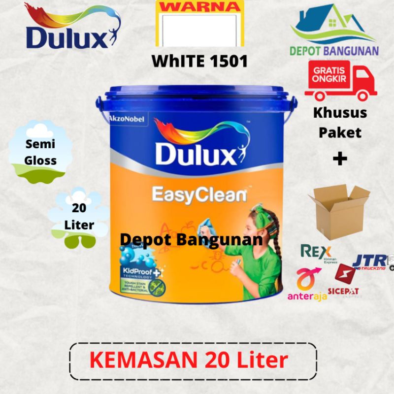 Jual Cat Tembok Dulux Easy Clean Interior White 1501 20 Liter Paket Shopee Indonesia 7318