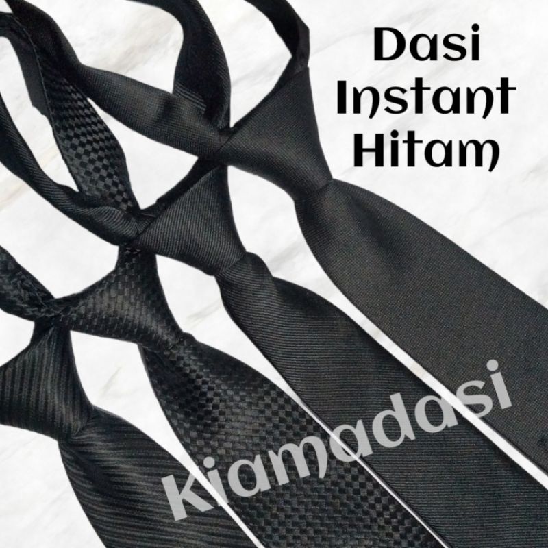 Jual KIAMA - Dasi HITAM 3 INCH Pria Instan Siap Pakai Resleting Vecro ...
