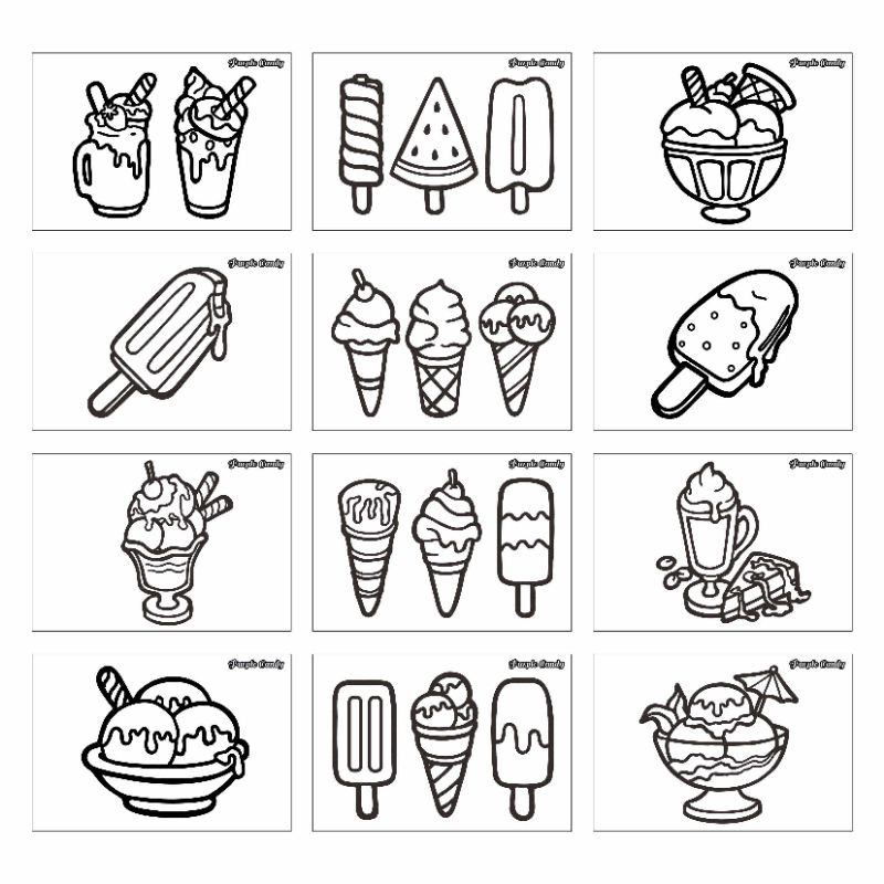 Jual Kertas Gambar Mewarnai Untuk Anak (12 Lembar) Tema "Es Krim