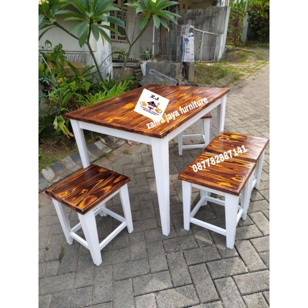 Jual Meja Makan Set Caferesto Dllbahan Kayu Jati Belanda Shopee Indonesia 