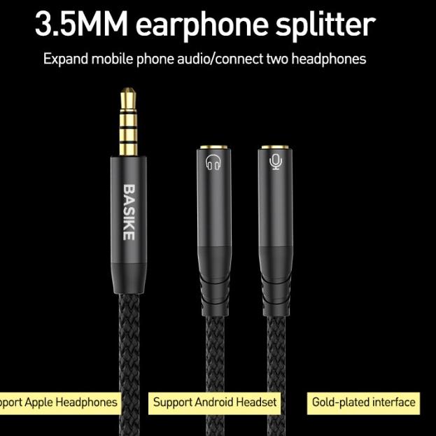 Jual Kabel Audio AUX 2 In 1 Adapter Kabel Audio Splitter Jack 3 5mm AD12 Black Shopee Indonesia