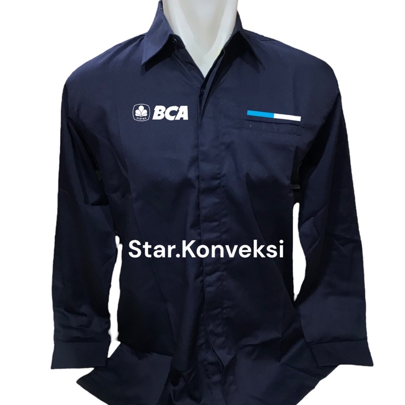 Jual Seragam Dinas Kerja Kemeja PDH Baju Bank BCA Warna Navy Biru