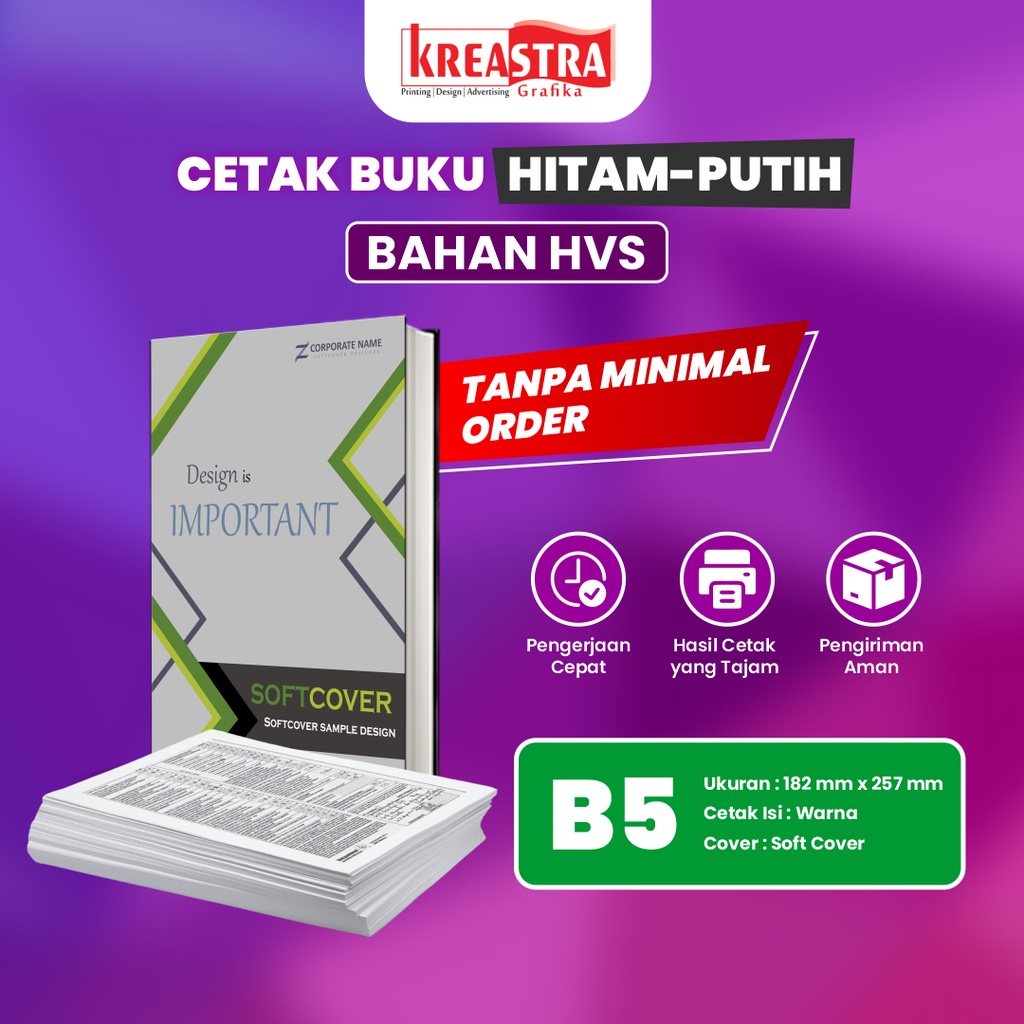 Jual Cetak Percetakan Buku Ukuran B5 Isi Hitam Putih Bahan HVS Sampul ...