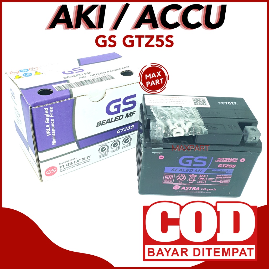 Jual AKI Kering MOTOR ACCU GS Astra GTZ5S MF Untuk Segala Jenis Motor