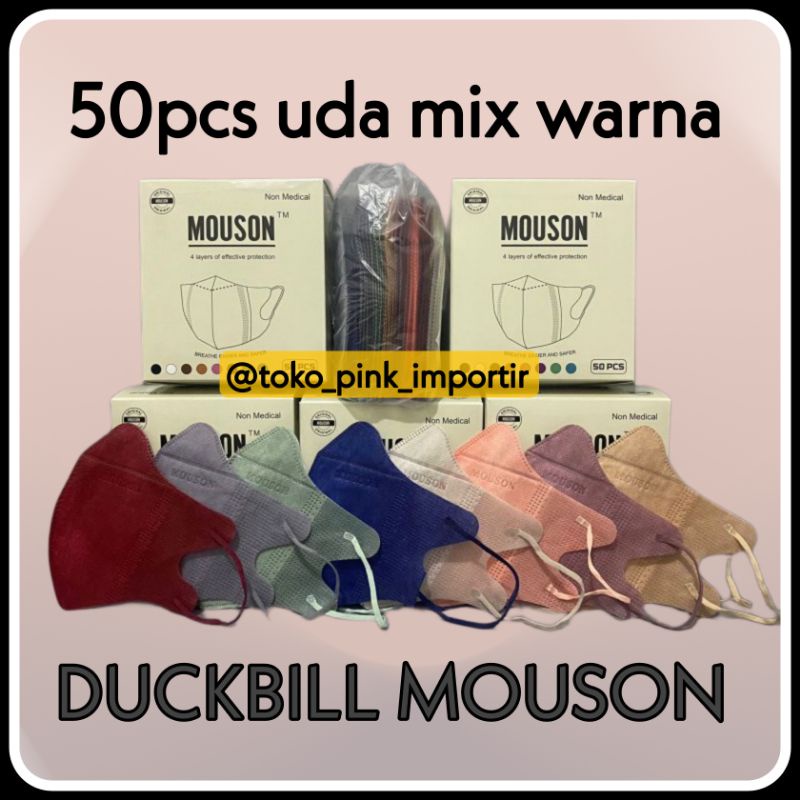 Jual MASKER DUCKBILL MOUSON 4PLY MIX WARNA EMBOSS ISI 50PCS | MASKER ...