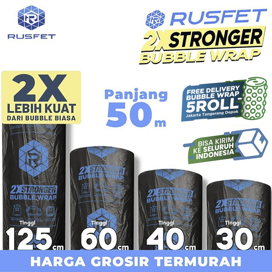 Jual Bubble Wrap 50meter RUSFET HITAM DKM PLUS Bubblewrap TERMURAH ...