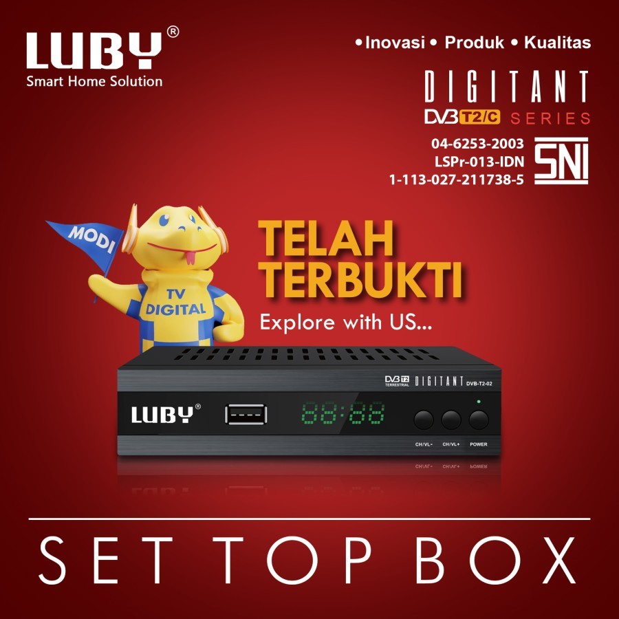Jual STB /Set Top Box TV Analog ke Digital Luby DVB T2 02 Siaran