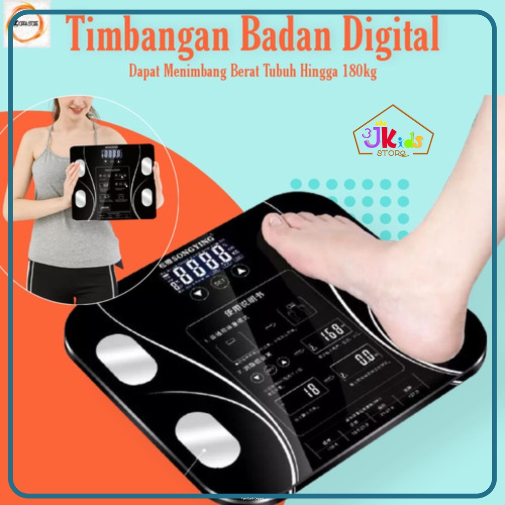 Jual Timbangan Badan Digital Bluetooth Body Fat Monitor Analysis App 180kg Shopee Indonesia 0467