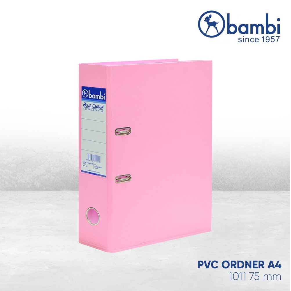 Jual Bambi Ordner A4 JUMBO SIZE 75 mm Special Colour Pastel Pink PVC