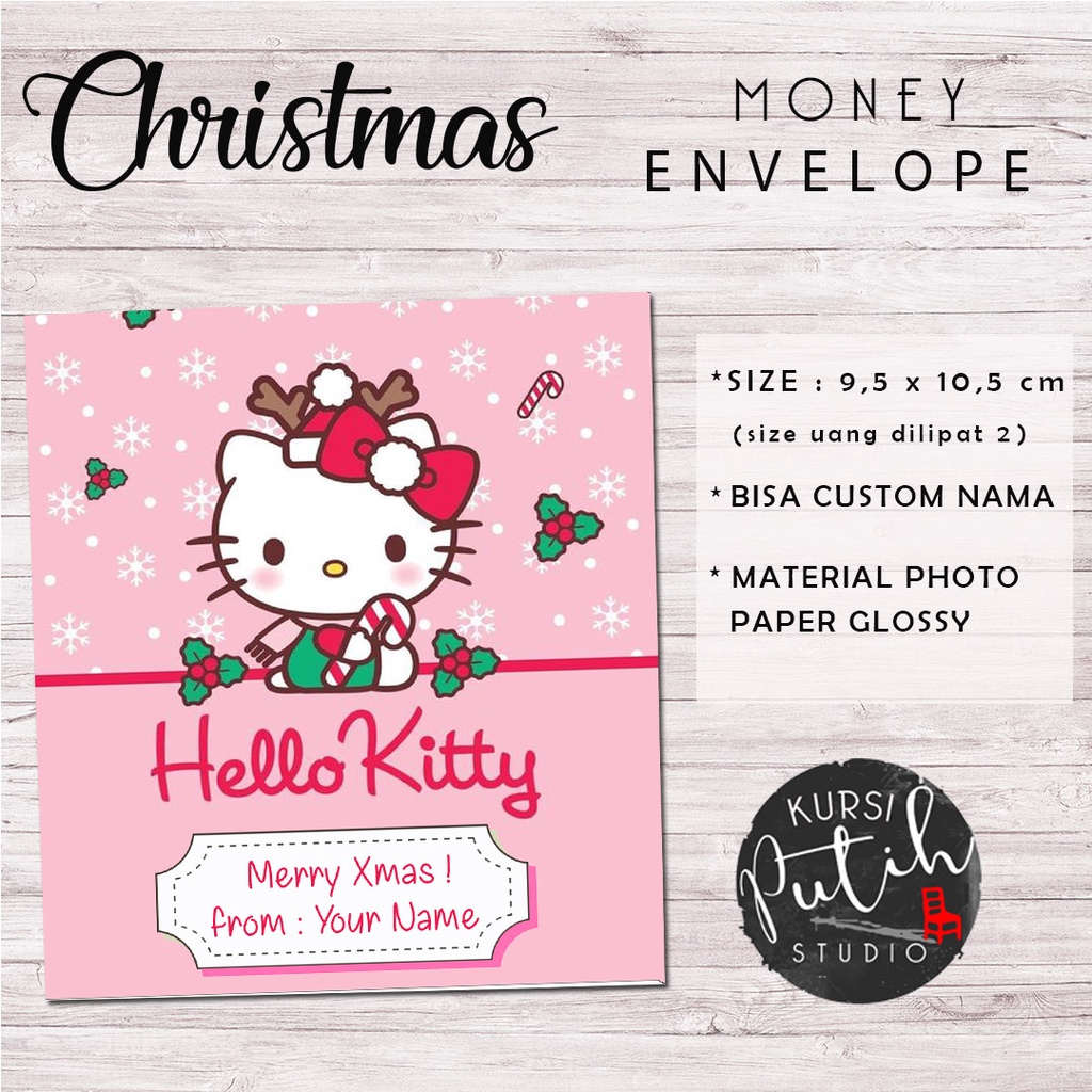Jual amplop uang tema natal / Christmas money envelope tema hello kitty
