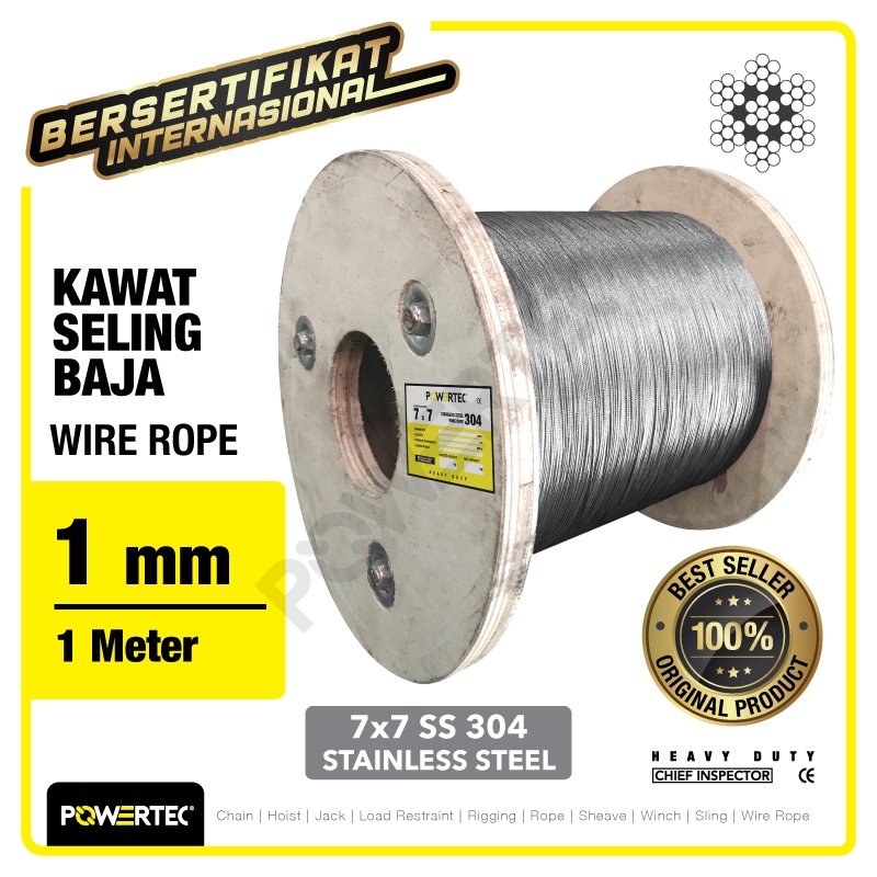 Jual Powertec Wire Rope Kawat Seling Baja X Ss Mm Meter Shopee Indonesia