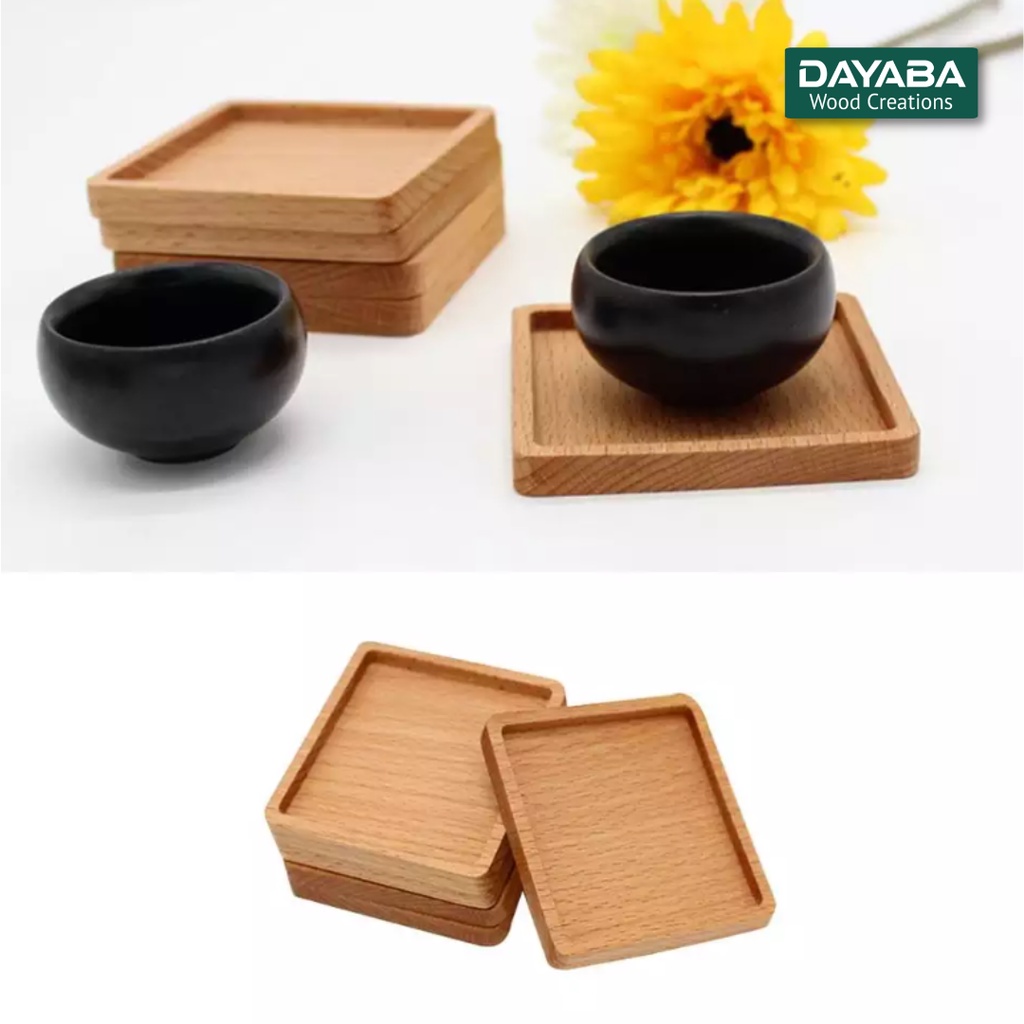 Jual Wooden Coaster Persegi / Tatakan Gelas Kayu Elegan Segi Empat ...