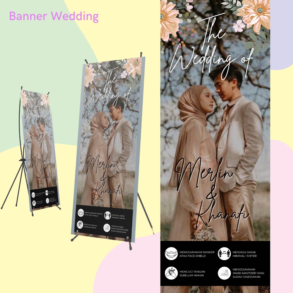Jual CETAK BANNER PERNIKAHAN / WEDDING [XBANNER UKURAN 160x60] Shopee Indonesia