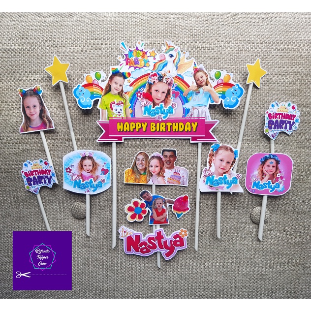 Jual topper kue ulang tahun toper ultah Like Nastya custom nama